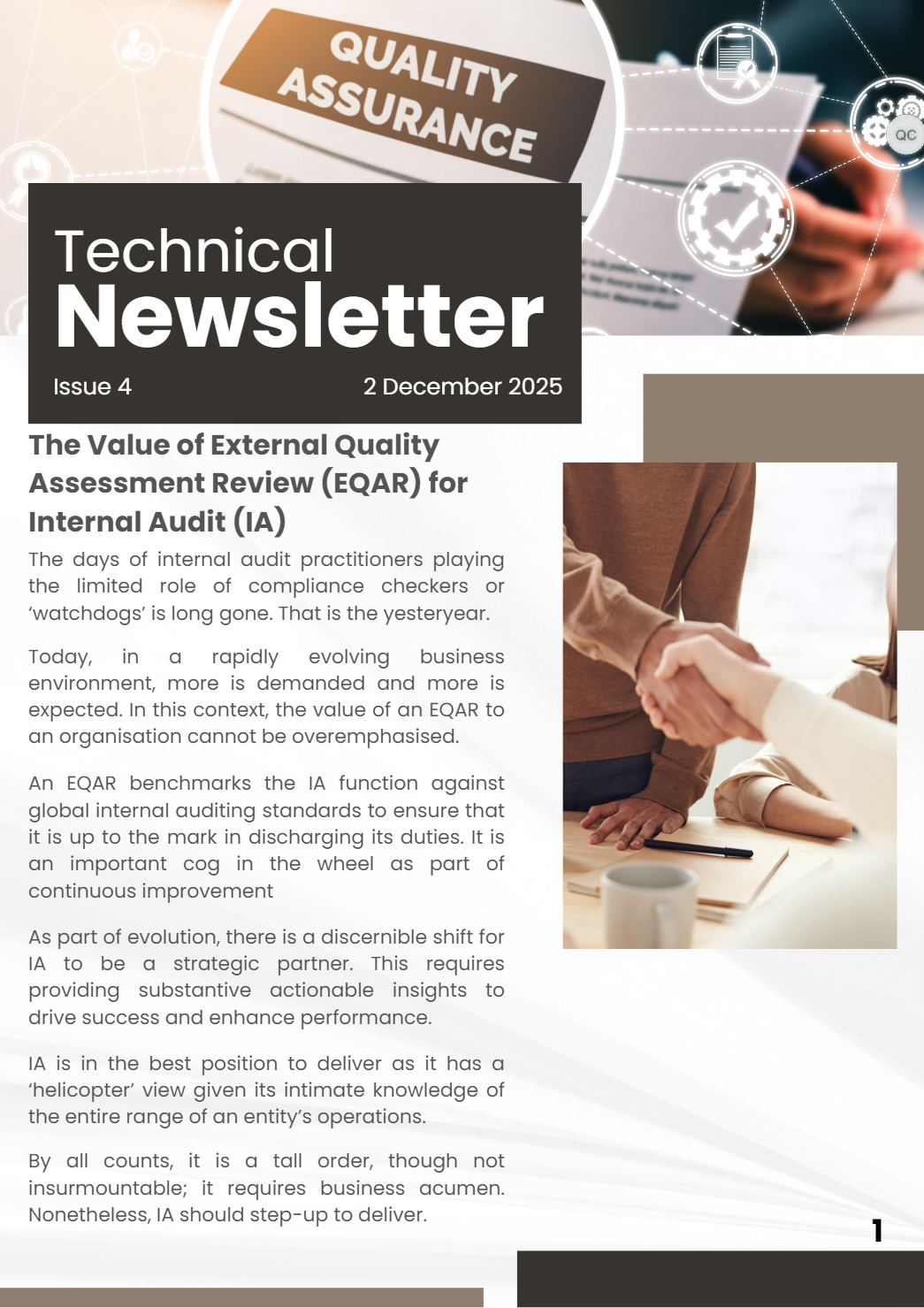 The Value of External Quality Assessment Review (EQAR) for Internal Audit (IA)